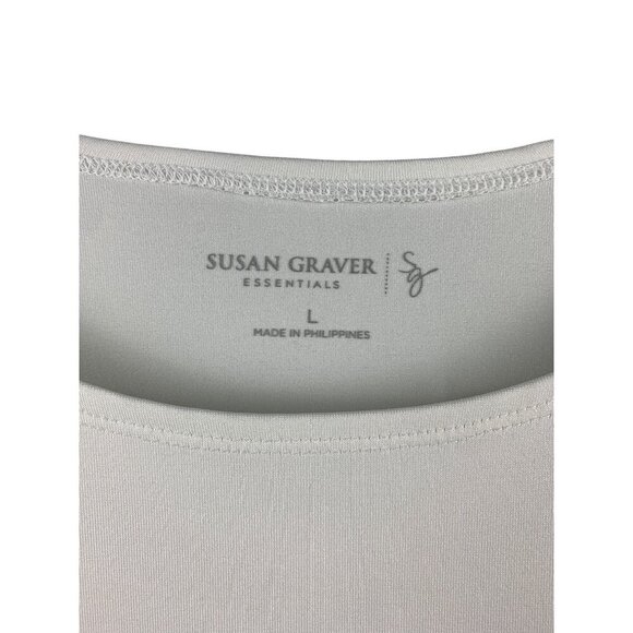 Susan Graver Essentials Womens White Sleeveless Tank Top Size L - Picture 3 of 4